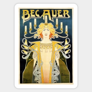 BEC AUER 1896 Incandescent Gas Light by Art Nouveau Artist Henri Privat Livemont Sticker